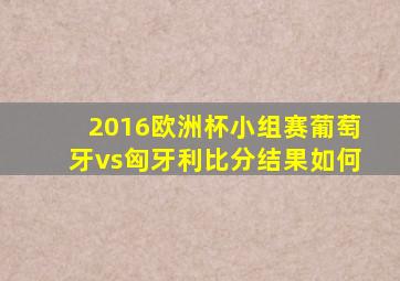 2016欧洲杯小组赛葡萄牙vs匈牙利比分结果如何