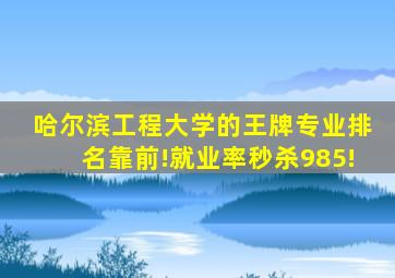 哈尔滨工程大学的王牌专业排名靠前!就业率秒杀985!