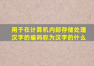 用于在计算机内部存储处理汉字的编码称为汉字的什么