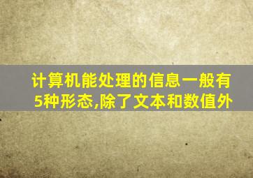 计算机能处理的信息一般有5种形态,除了文本和数值外