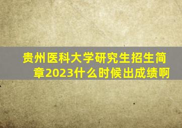 贵州医科大学研究生招生简章2023什么时候出成绩啊