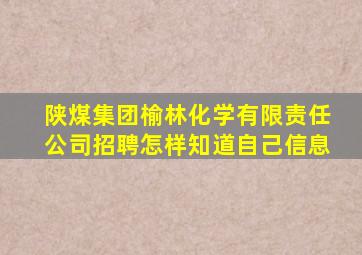 陕煤集团榆林化学有限责任公司招聘怎样知道自己信息