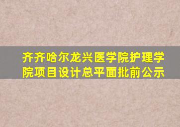 齐齐哈尔龙兴医学院护理学院项目设计总平面批前公示